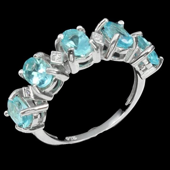 Apatite Ring, Blue Stone Ring, Gemstone Ring, Anniversary Ring, Stackable Rings - Picture 1 of 6